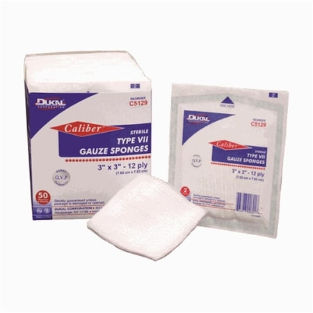 Dukal Type VII Gauze- Sterile- 3 in. x 3 in.- 12-ply C5129